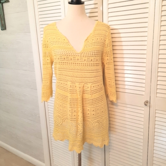 Grace Elements Tops - Grace elements cotton crochet tunic top blouse LG